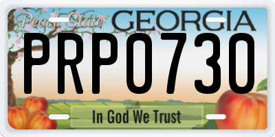 GA license plate PRP0730