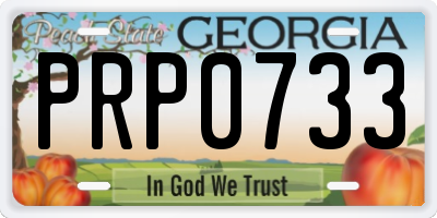 GA license plate PRP0733
