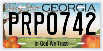 GA license plate PRP0742