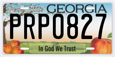 GA license plate PRP0827