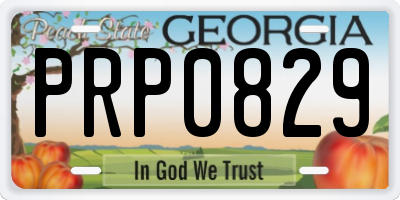 GA license plate PRP0829