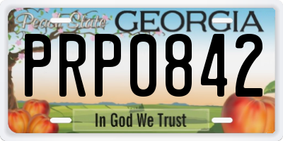 GA license plate PRP0842