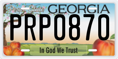 GA license plate PRP0870