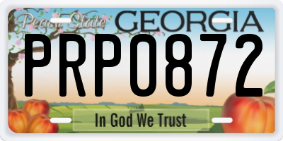 GA license plate PRP0872