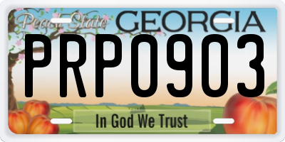 GA license plate PRP0903