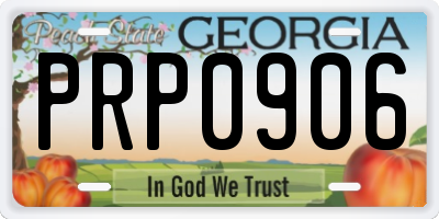 GA license plate PRP0906