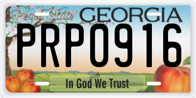 GA license plate PRP0916