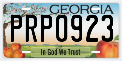GA license plate PRP0923