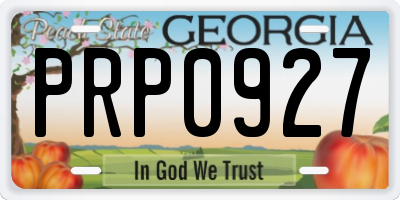GA license plate PRP0927