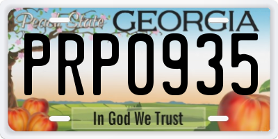 GA license plate PRP0935