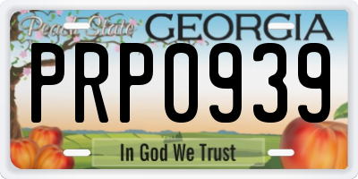 GA license plate PRP0939