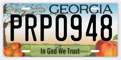 GA license plate PRP0948