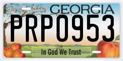 GA license plate PRP0953