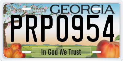 GA license plate PRP0954