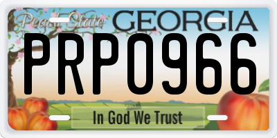 GA license plate PRP0966