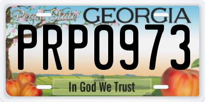 GA license plate PRP0973