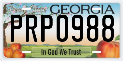GA license plate PRP0988