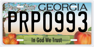 GA license plate PRP0993