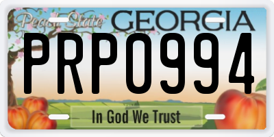 GA license plate PRP0994