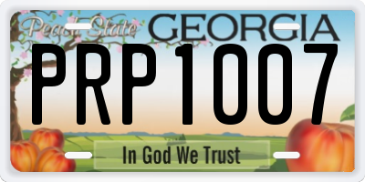 GA license plate PRP1007