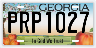 GA license plate PRP1027