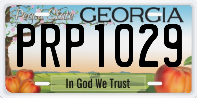 GA license plate PRP1029