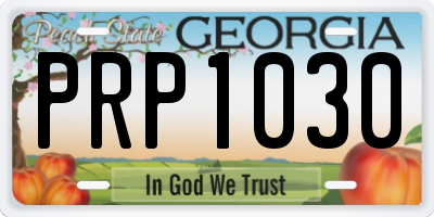 GA license plate PRP1030
