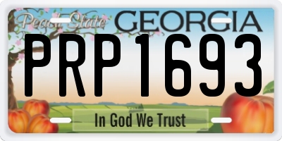 GA license plate PRP1693