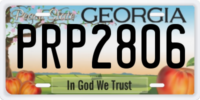 GA license plate PRP2806