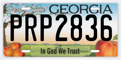 GA license plate PRP2836