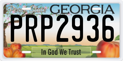 GA license plate PRP2936