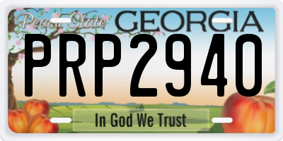 GA license plate PRP2940