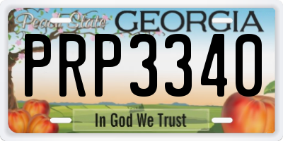 GA license plate PRP3340