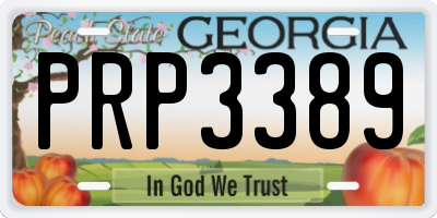 GA license plate PRP3389