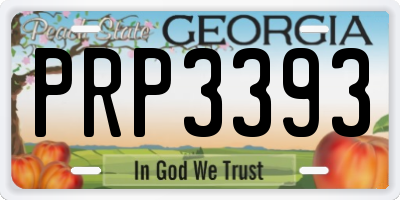 GA license plate PRP3393