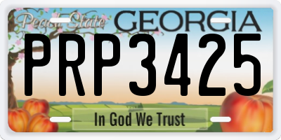 GA license plate PRP3425