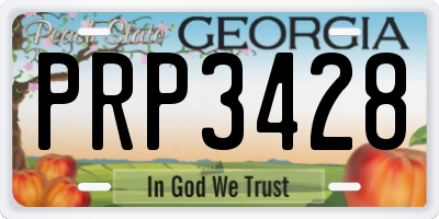 GA license plate PRP3428