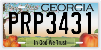 GA license plate PRP3431