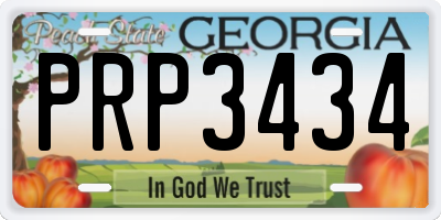 GA license plate PRP3434