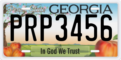 GA license plate PRP3456