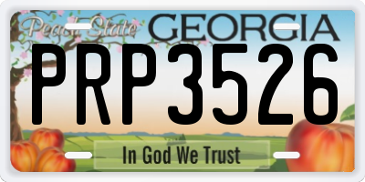 GA license plate PRP3526