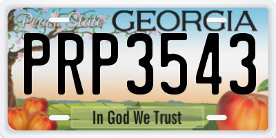 GA license plate PRP3543