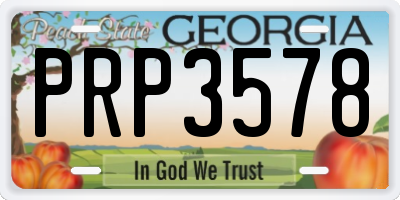 GA license plate PRP3578