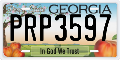 GA license plate PRP3597