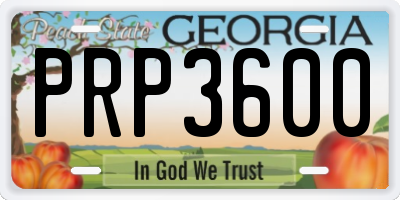 GA license plate PRP3600
