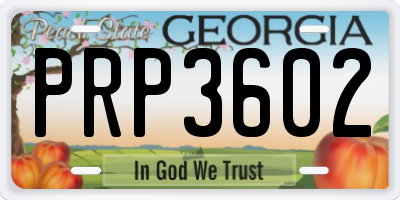 GA license plate PRP3602