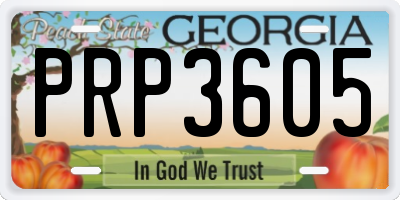 GA license plate PRP3605