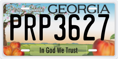 GA license plate PRP3627