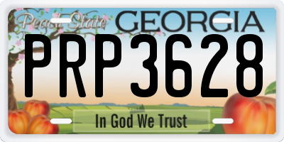 GA license plate PRP3628