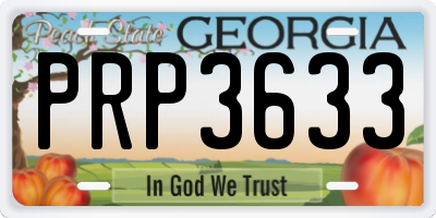 GA license plate PRP3633